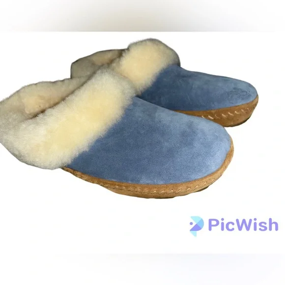 Bean Shoes Ll Bean Squam Lake Blue Suede Shearling Lined